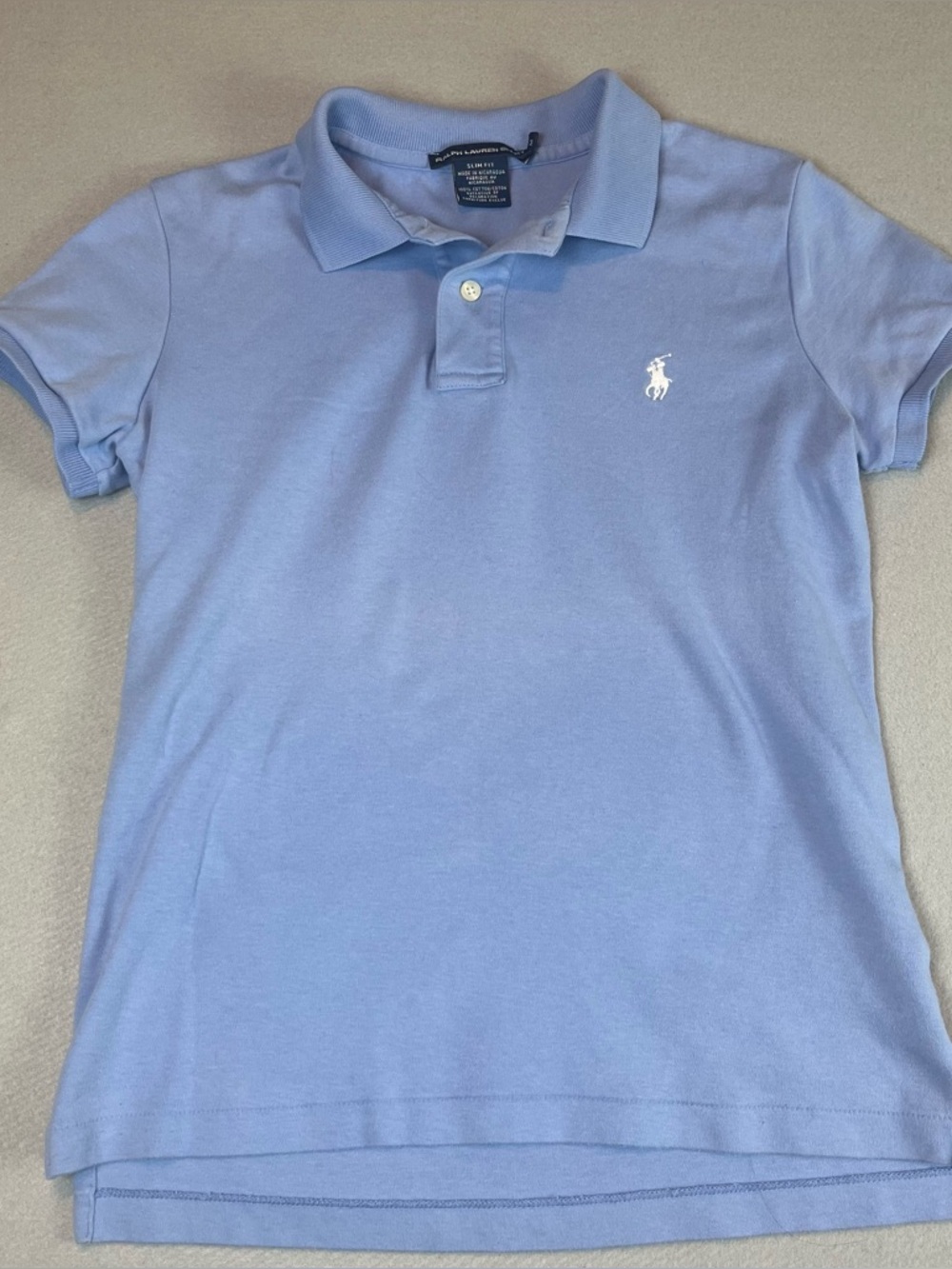 Ralph Lauren Sport Powder Blue Slim Fit Polo Shirt | Preppy Y2K | Size M Fits S